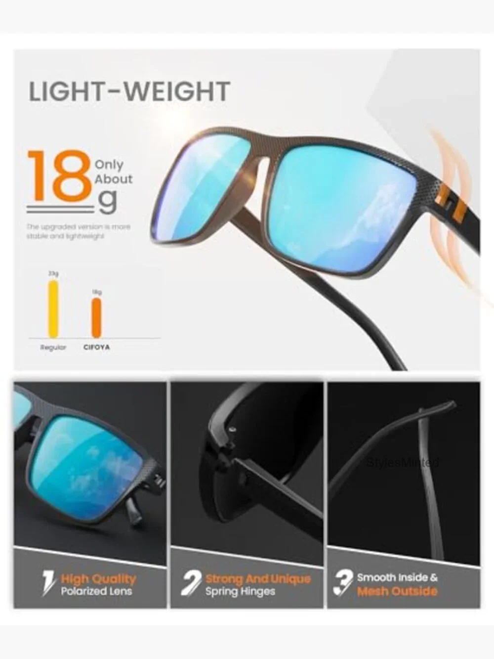 Polarized Square Sunglasses UV Protection for Fishing Driving
